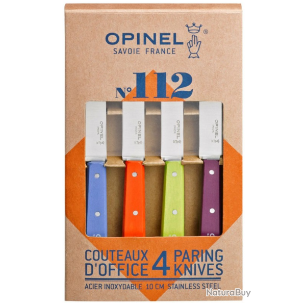 Opinel 1381 Coffret 4 couteaux d'office N112 lame de 10 cm