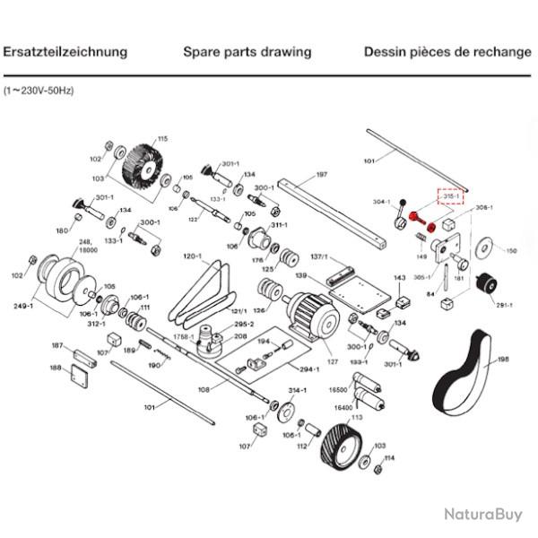 Pi�ce d�tach�e Dick - Vis et �crou molet�s pour aff�teuse � bande Dick SM-160T