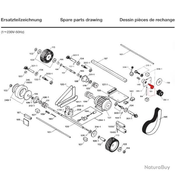 Pi�ce d�tach�e Dick - Essieu excentrique pour aff�teuse � bande Dick SM-160T