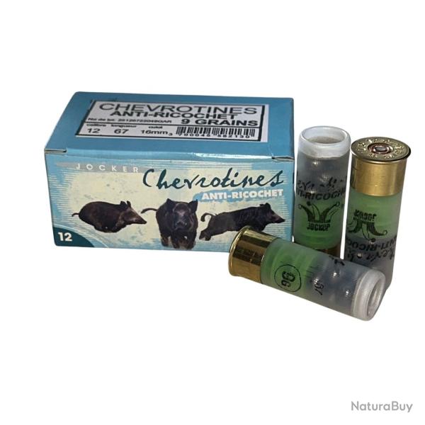 Munition Jocker CHEVROTINE Cal.12/67 9 grains anti-ricochet par 10