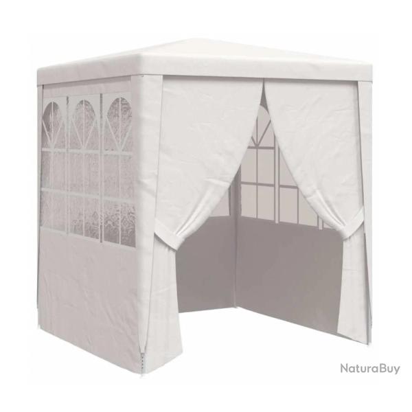 Tente r�ception avec parois lat�rales 2x2 m blanc poly�thyl�ne acier pratique ext�rieur