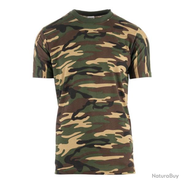 Tee-shirt camouflage 100% coton (Couleur Camouflage Woodland, Taille 3XS)