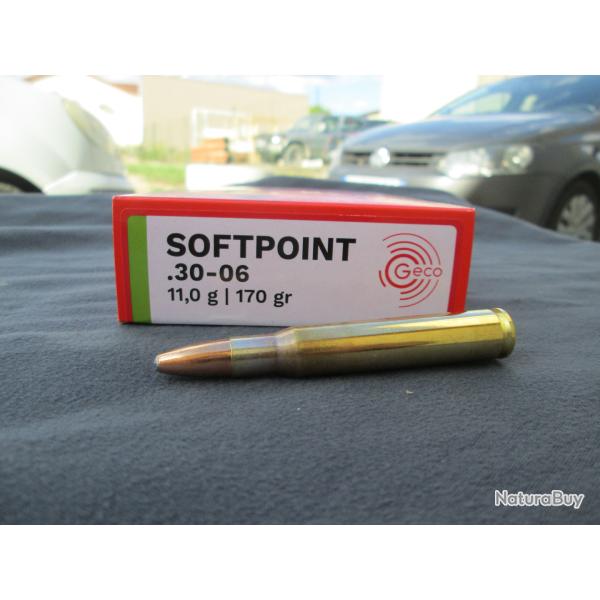 20 cartouches SOFTPOINT 30.06 -11.0g /170 GN GECO