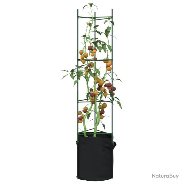 Cages � tomates avec sacs � plantes 6 pcs 154 cm acier et PP alsavelo