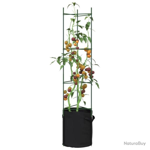 Cages � tomates avec sacs � plantes 4 pcs 154 cm acier et PP