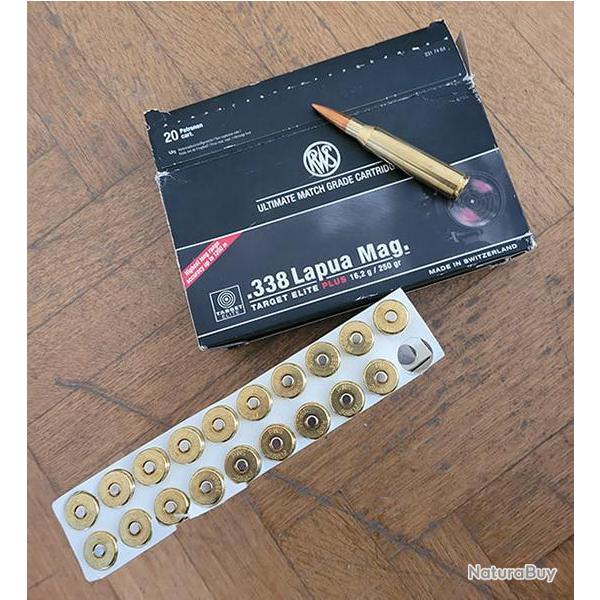 Bo�tes de cartouches en 338 Lapua Magnum RWS Target Elite Plus 250 grs