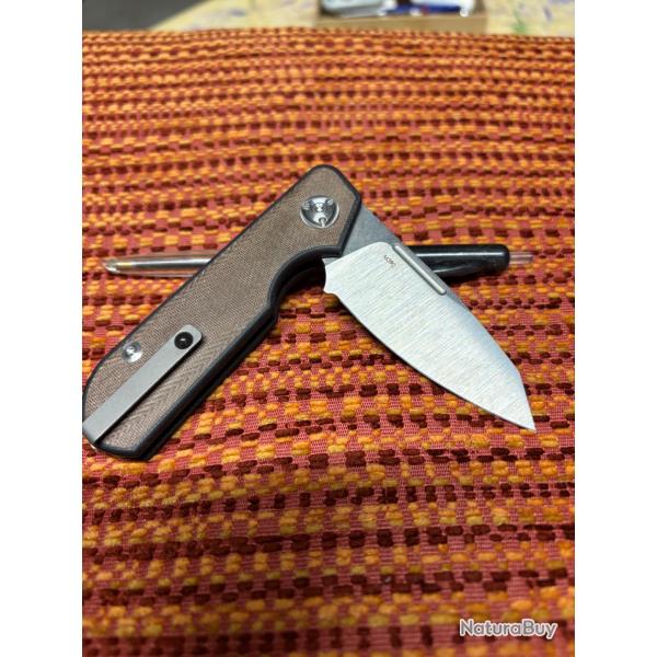 Couteau de poche Reate Liong Mah Traveller Clippoint Green Canvas Micarta EDC