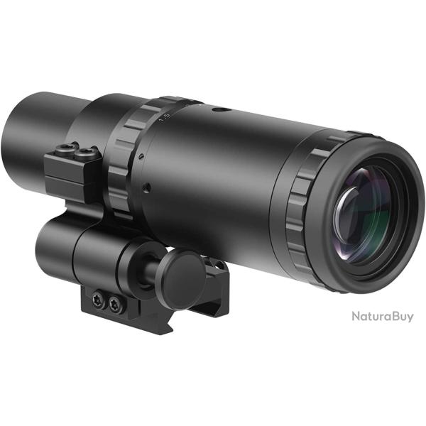 Loupe M37 1,5x-5x pour Viseur Point Rouge avec Montage Basculant Lat�ral R�glage Focus Chasse Tir