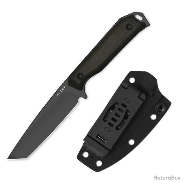 Couteau Kizer Begleiter Lame Tanto Acier 3V Manche Richlite Etui Kydex KI1045MT1