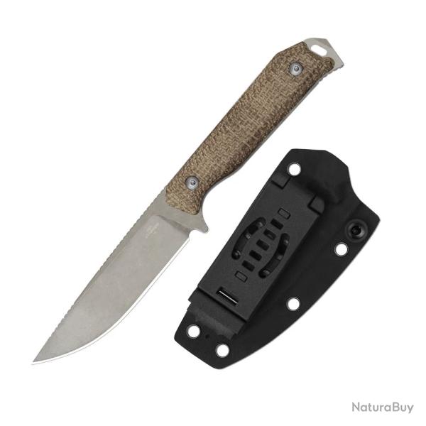 Couteau Kizer Begleiter Lame Drop Point Acier 3V Manche Burlap Micarta Etui Kydex KI1045MD1