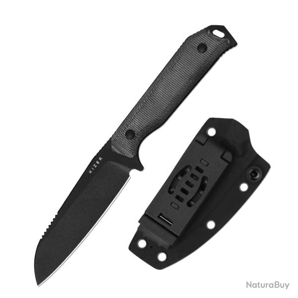 Couteau Kizer Begleiter Lame Acier CPM-3V Blk Sheepsfoot Manche Black Micarta Etui Kydex KI1045MS1