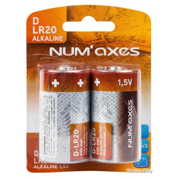 Blister 2 piles D LR20 alcalines 1,5 V Num'Axes