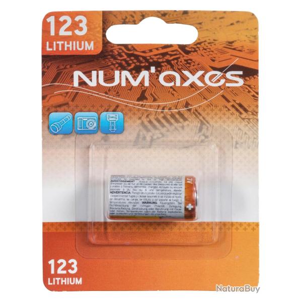 Blister 1 pile CR123 A lithium 3 V Num'Axes