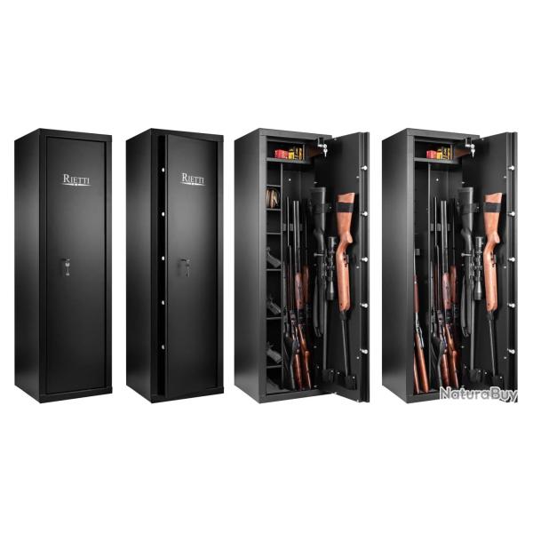 Coffre fort Rietti 9 armes  serrure  clef 4+3+2 armes 150X45X40 / 70 Kg