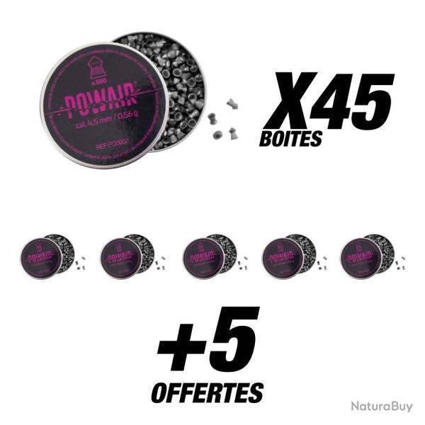 Pack Plombs Pointus Powair - Cal. 4,5 mm x25000 (50 Boites)