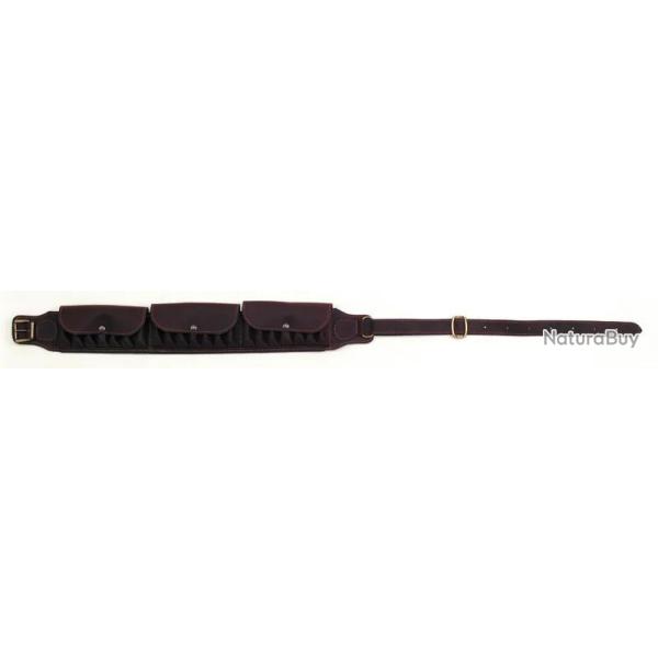 Cartouchiere 21 tubes cuir vieilli avec rabat Colombi