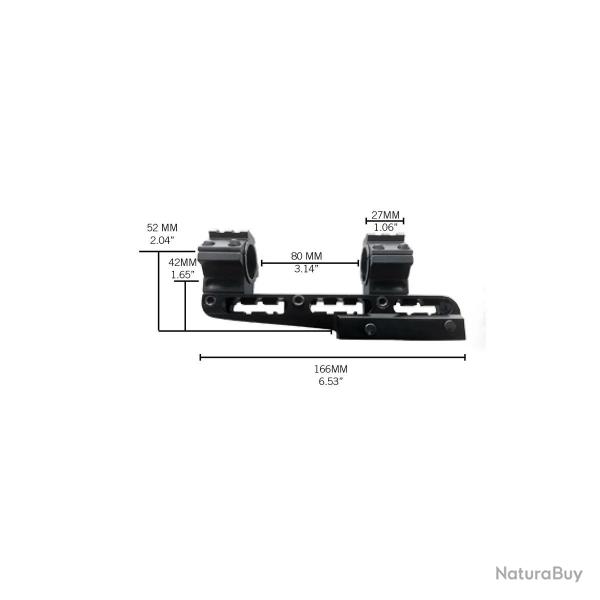 Montage monobloc Cantilever pour lunette Konus universel 25,4 & 30 mm - Rail 11/21 mm