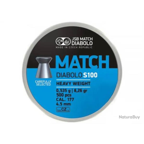 Plombs JSB Match Diabolo S100 4.5 mm 8.25 grain