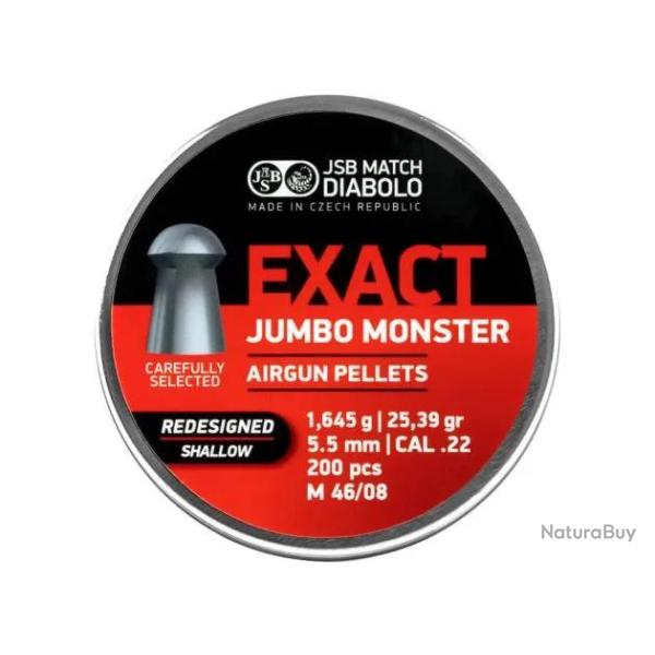 Plombs JSB Jumbo Exact Monster Redesigned Shallow 5.52 mm 25.39 grain