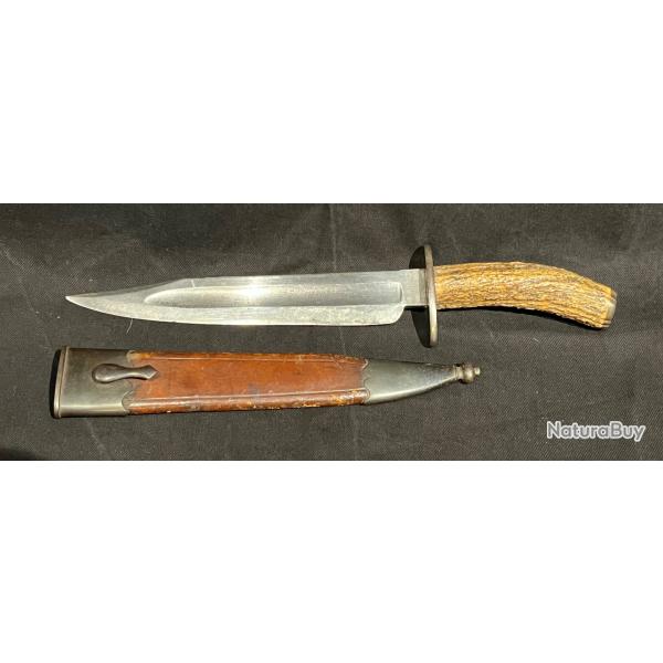 Magnifique couteau de chasse 19 eme type Bowie knife E.WEIL passage choiseul.35 Paris