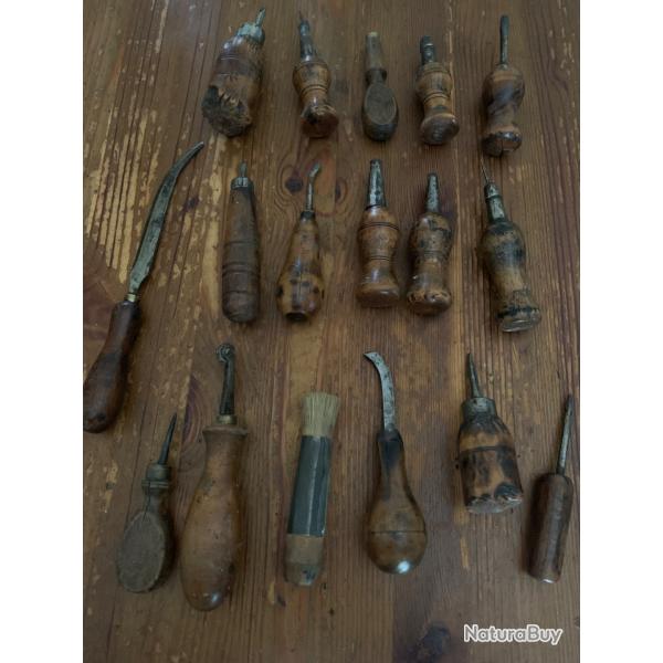 lot vintage complet couteaux pour travailler le cuirtrs rare !