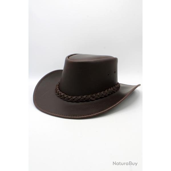 Chapeau large bord cuir de buffle