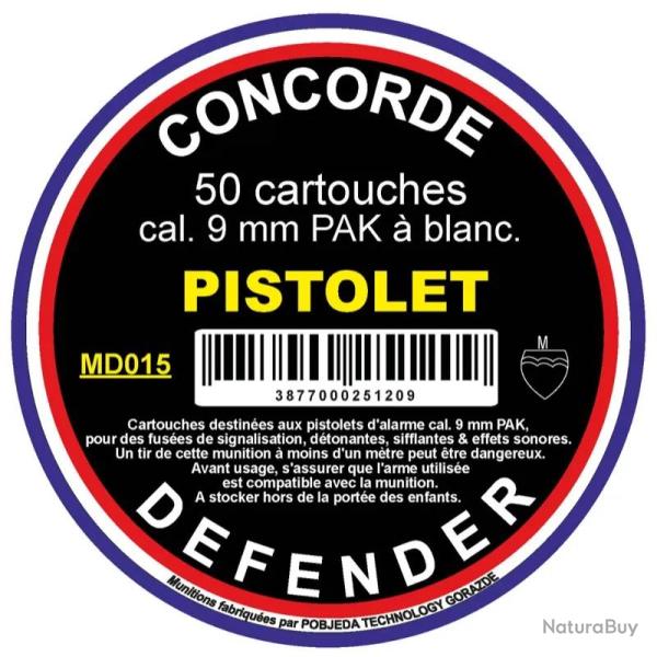 Bo�te de 50 cartouches cal. 9 mm PAK � blanc 9 mm PAK