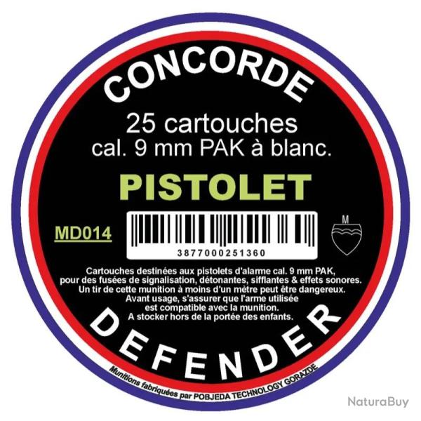 Bo�te de 25 cartouches cal. 9 mm PAK � blanc 9 mm PAK