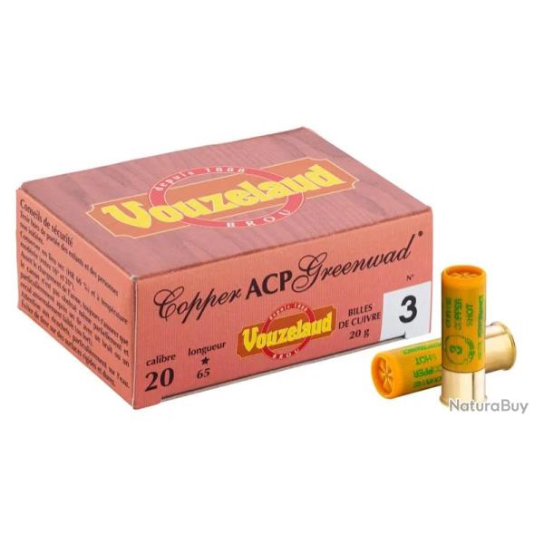 Cartouches Vouzelaud Copper ACP Greenwad Tube plastique Cal. 20 67