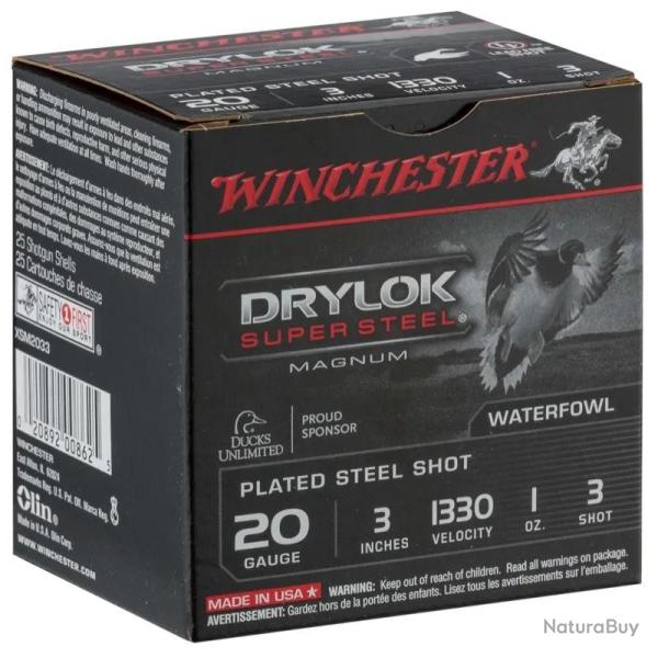 Cartouches Winchester Drylock Acier nickel� 20/76