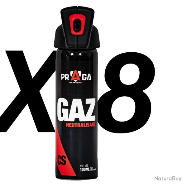 Pack bombes de d�fense gaz CS 100 ml x8