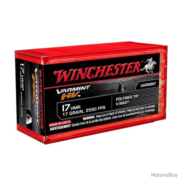 Balles Winchester Varmint HV 17 Gr V-Max - Cal. 17 HMR x50