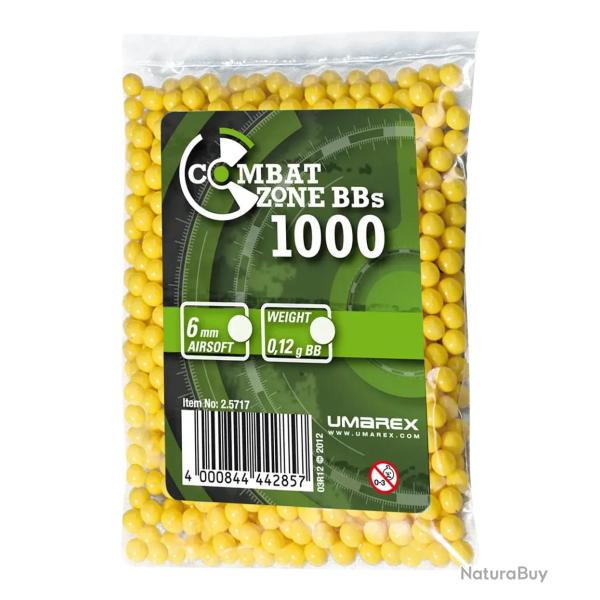 Billes pour arme BB Combat Zone - Jaune - 6 mm x1000