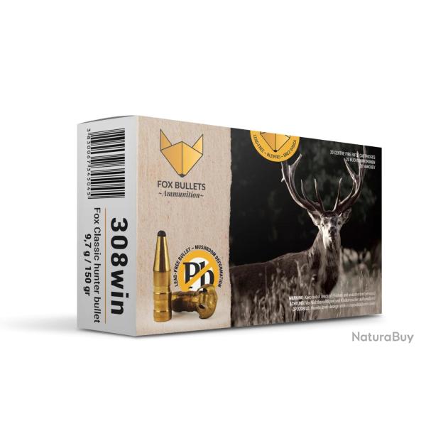 Balles sans plomb Fox Bullet Classic Hunter 308 Win - 150 Gr