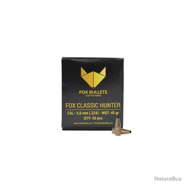 Ogive sans plomb Fox Bullets Classic Hunter 5,6 mm - 45 Gr x50
