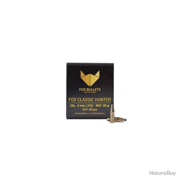 Ogive sans plomb Fox Bullets Classic Hunter 6 mm - 80 Gr x50
