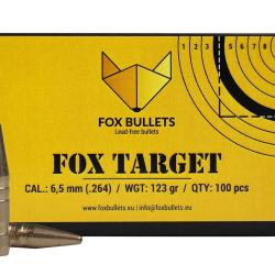 Ogive sans plomb Fox Bullets Target 6,5 mm - 123 Gr x100