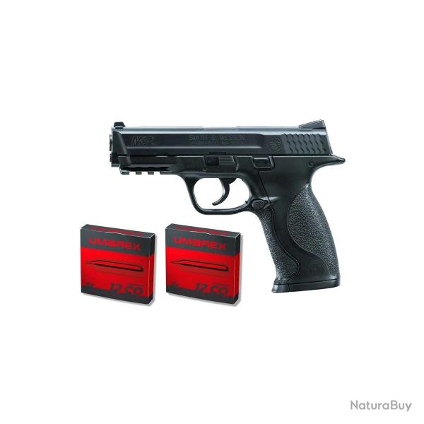 Pack pistolet BB Smith & Wesson M&P40 CO2 - Cal. 4,5 mm + 10 capsules CO2