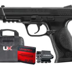 Pack pistolet BB Smith & Wesson M&P40 CO2 - Cal. 4,5 mm + 10 capsules CO2 + Laser + Fourreau