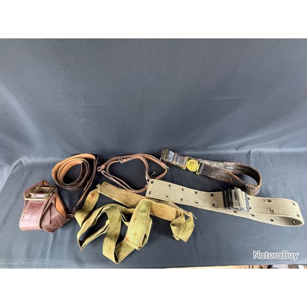 TRS GRAND LOT DE HOLSTERS, CEINTURES, BRETELLES DE FUSILS D'POQUE