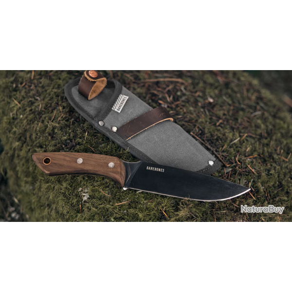 Barebones Woodsman No.6 - Couteau Bushcraft � Lame Fixe SK5 avec Manche en Noyer et �tui
