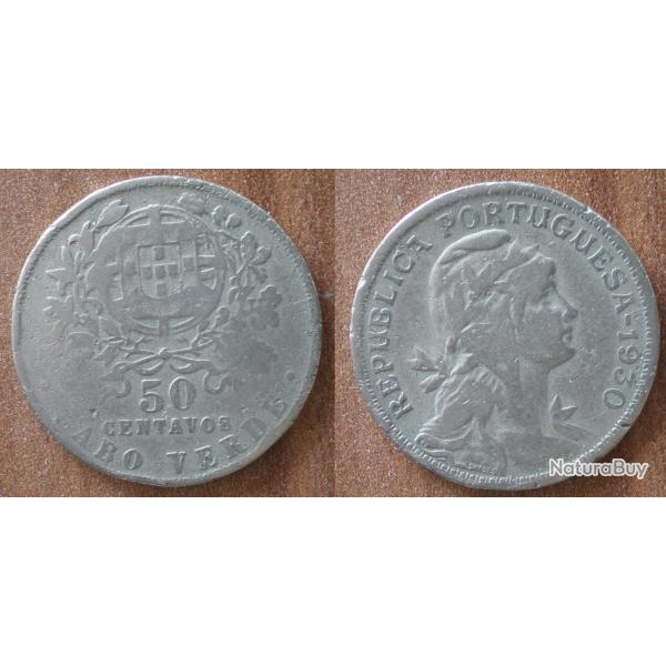 Cap Vert 50 Centavos 1930 Piece Cape Verde Colonie Portugal Escudos Escudo Centavo