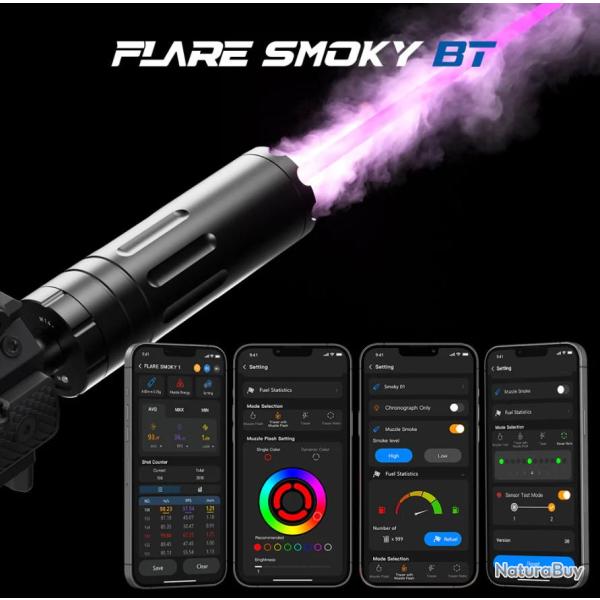 Silencieux Tracer Fum�e E-shooter FLARE Smoky Bluetooth & Chrony