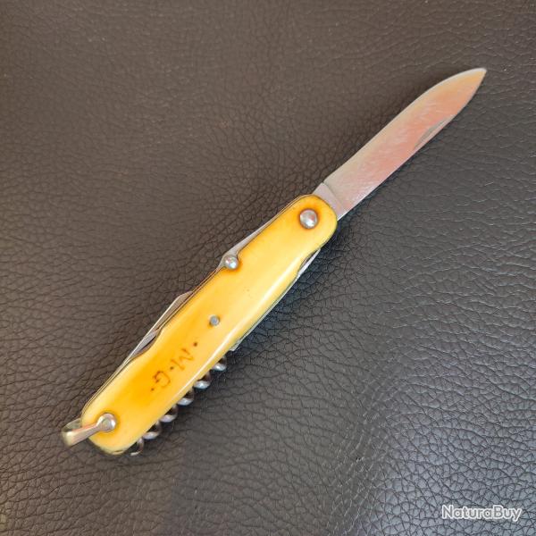 Vieux couteau canif rare Nogent 6 pi�ces ivoire