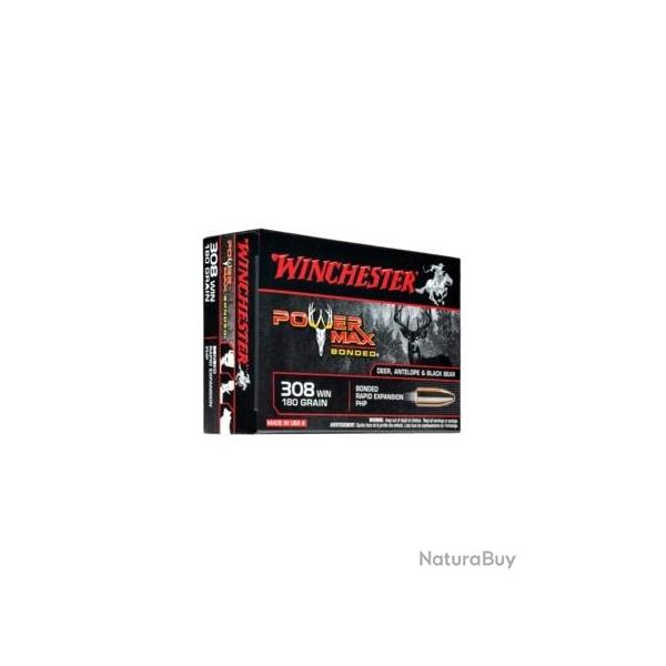 Munitions WINCHESTER calibre 308 Win Power Max Bonded 180gr - 11.7g x20