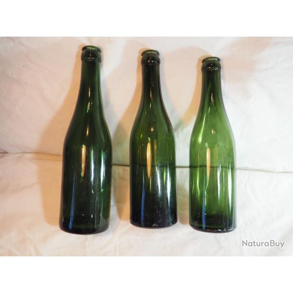 lot de 3 Bouteilles arm�e d'occupation bi�re verre - en provenance Normandie 1944