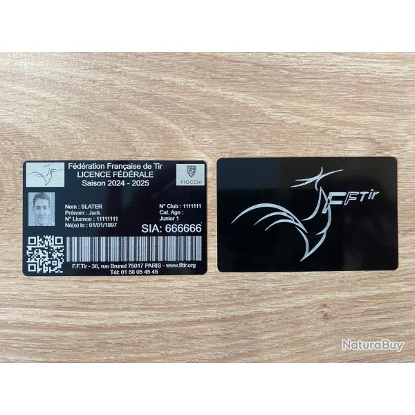 Licence FFTir grav�e sur carte aluminium