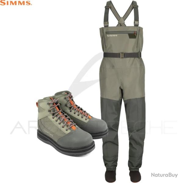 Pack waders SIMMS Tributary Basalt + chaussures feutres LL 9-11
