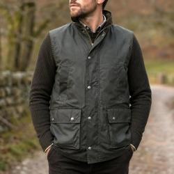 Gilet Walker Hawkes homme vert en coton cir&eacute;