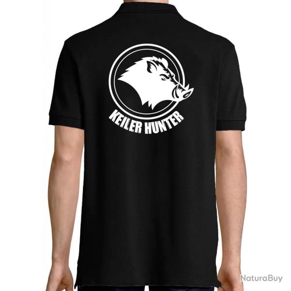 Polo Keiler Hunter noir manches courtes logo 2